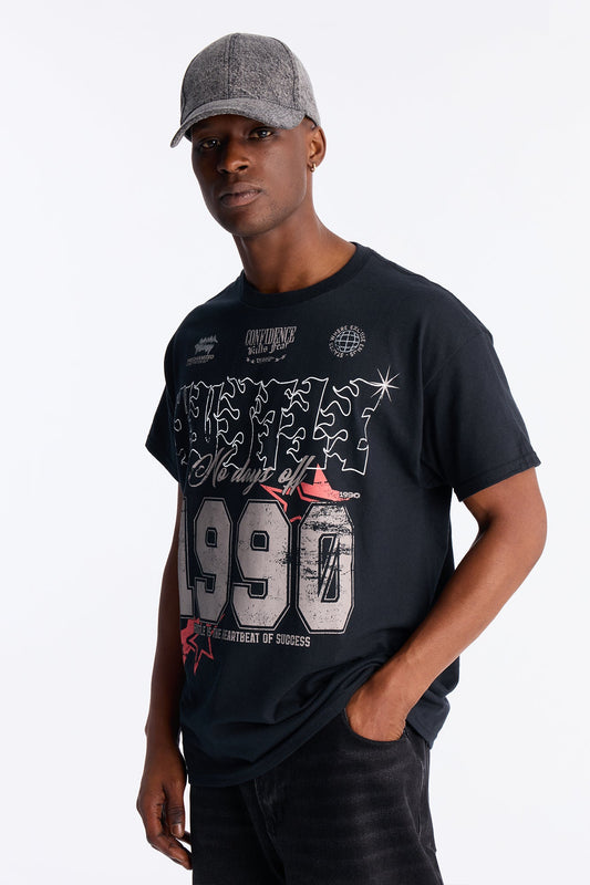 Hustle No Days Off Oversized Short Sleeve Tee - Black