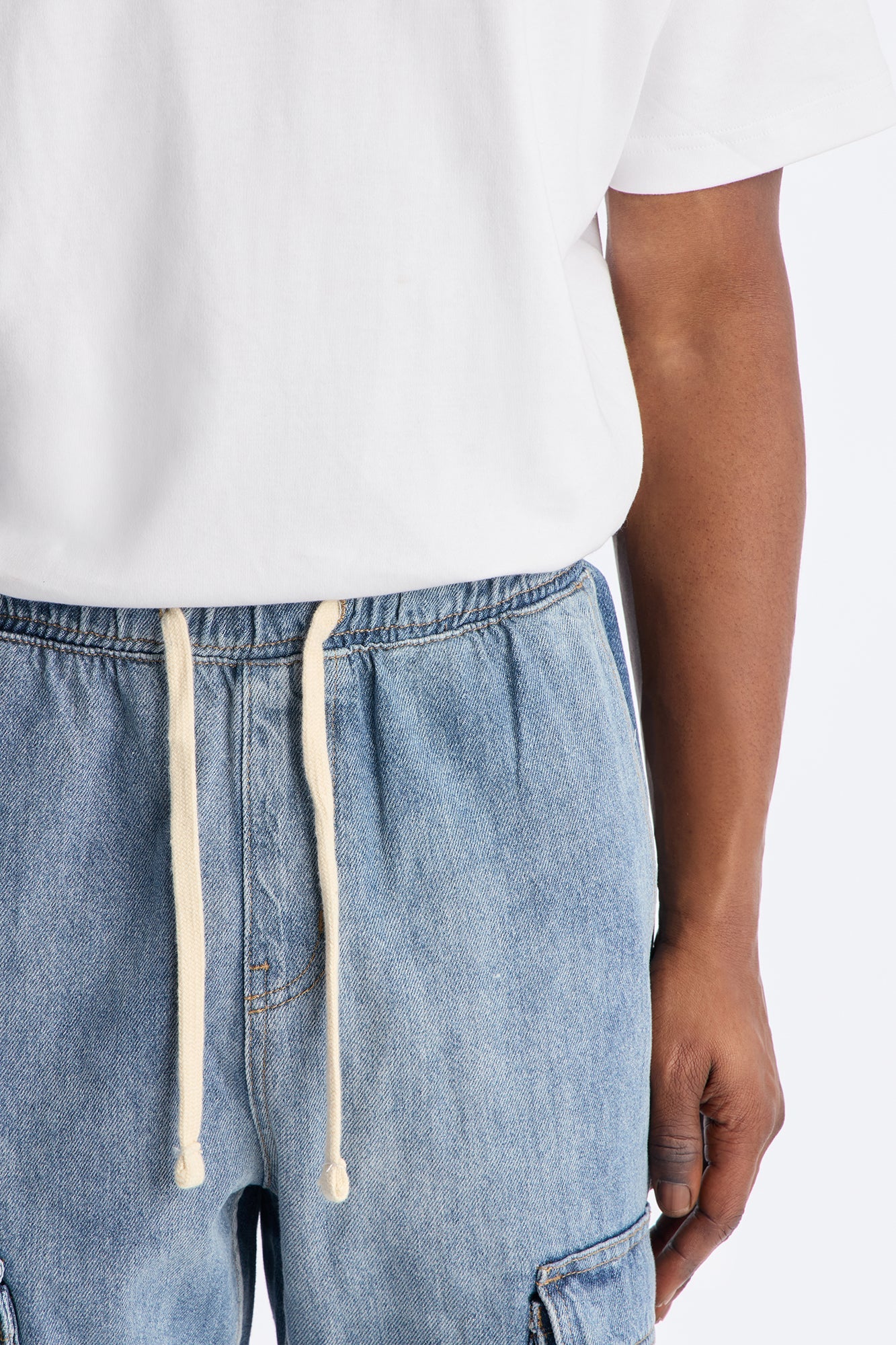 Stacked Slim Flare Get Up Cargo E-Waist Jean - Medium Blue Wash