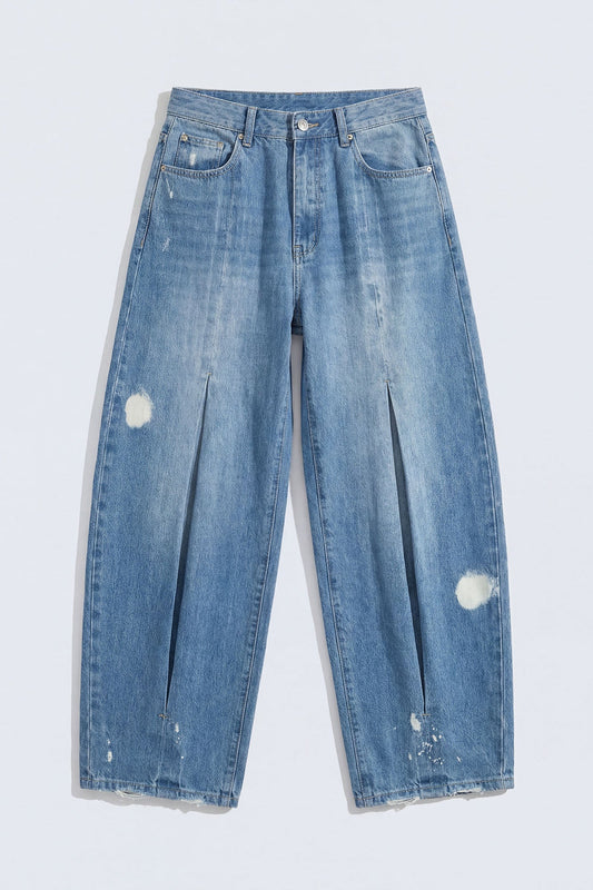 Barrel Pull On The Scene Pleated Jean - Medium Wash